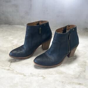 LUCKY BRAND Women's Eugina Black Leather Heeled Ankle Boots Size 7.5/ 37.5